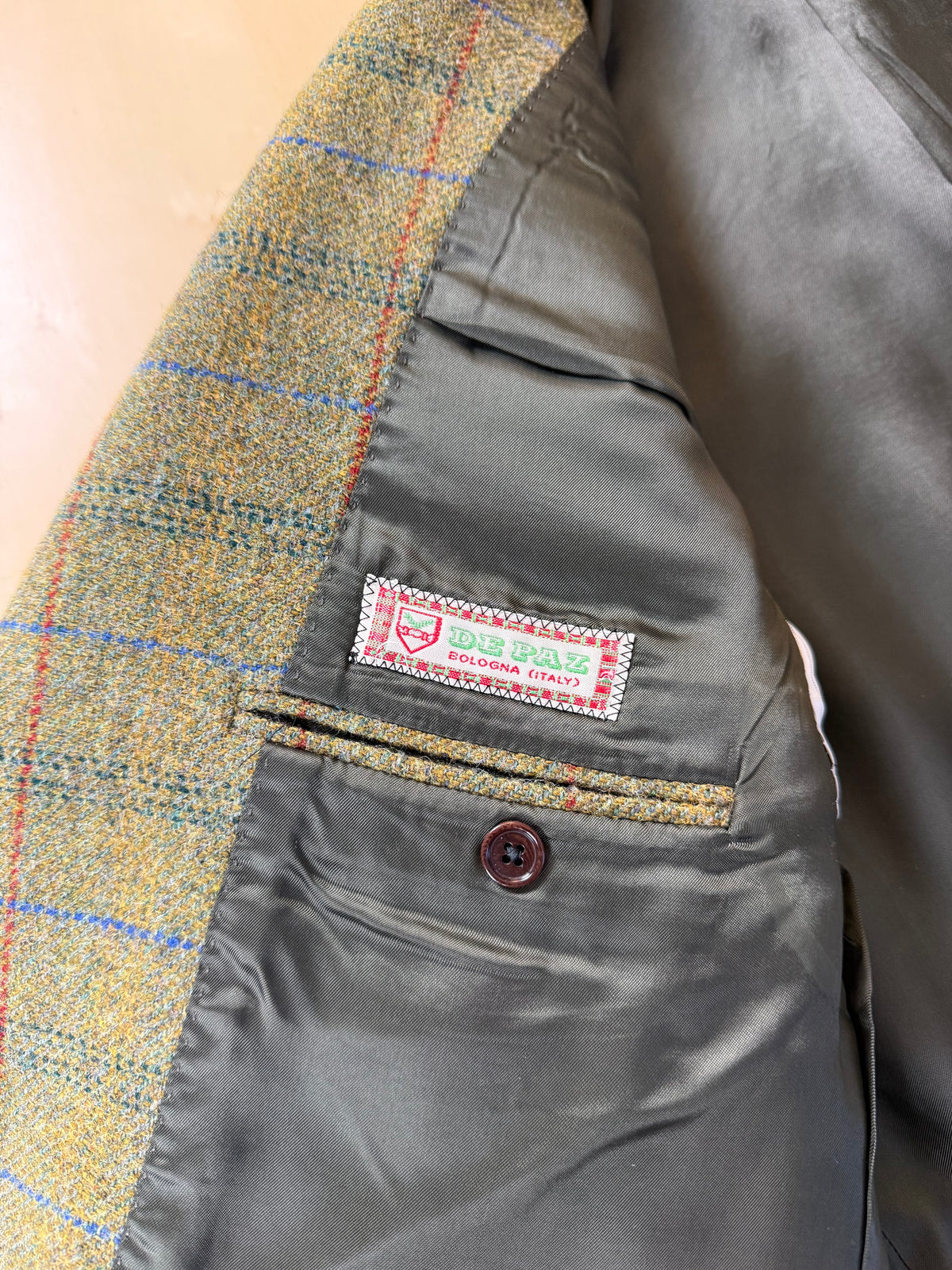 Giacca De Paz tweed verde finestrato - tg. 58