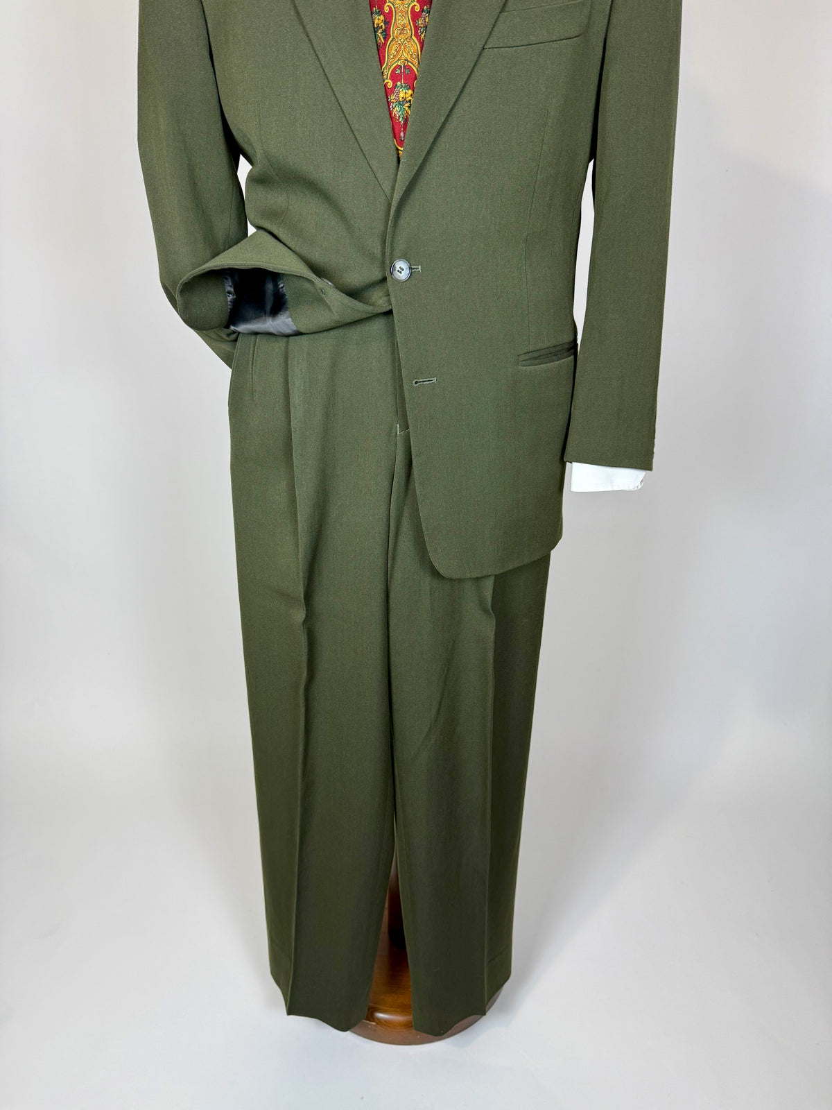 Completo anni '80 misto lana verde - tg. 48 drop alto