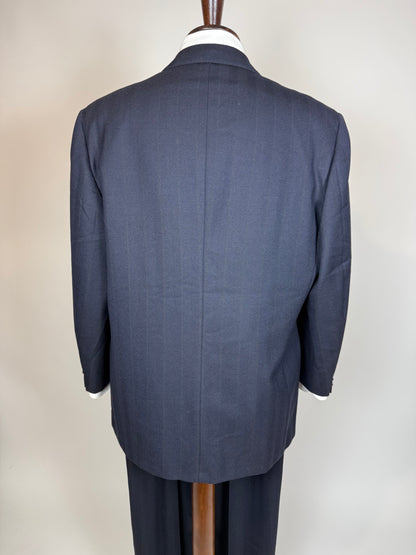 Completo doppiopetto Yves Saint Laurent anni '80 flanella blu - tg. 54/56