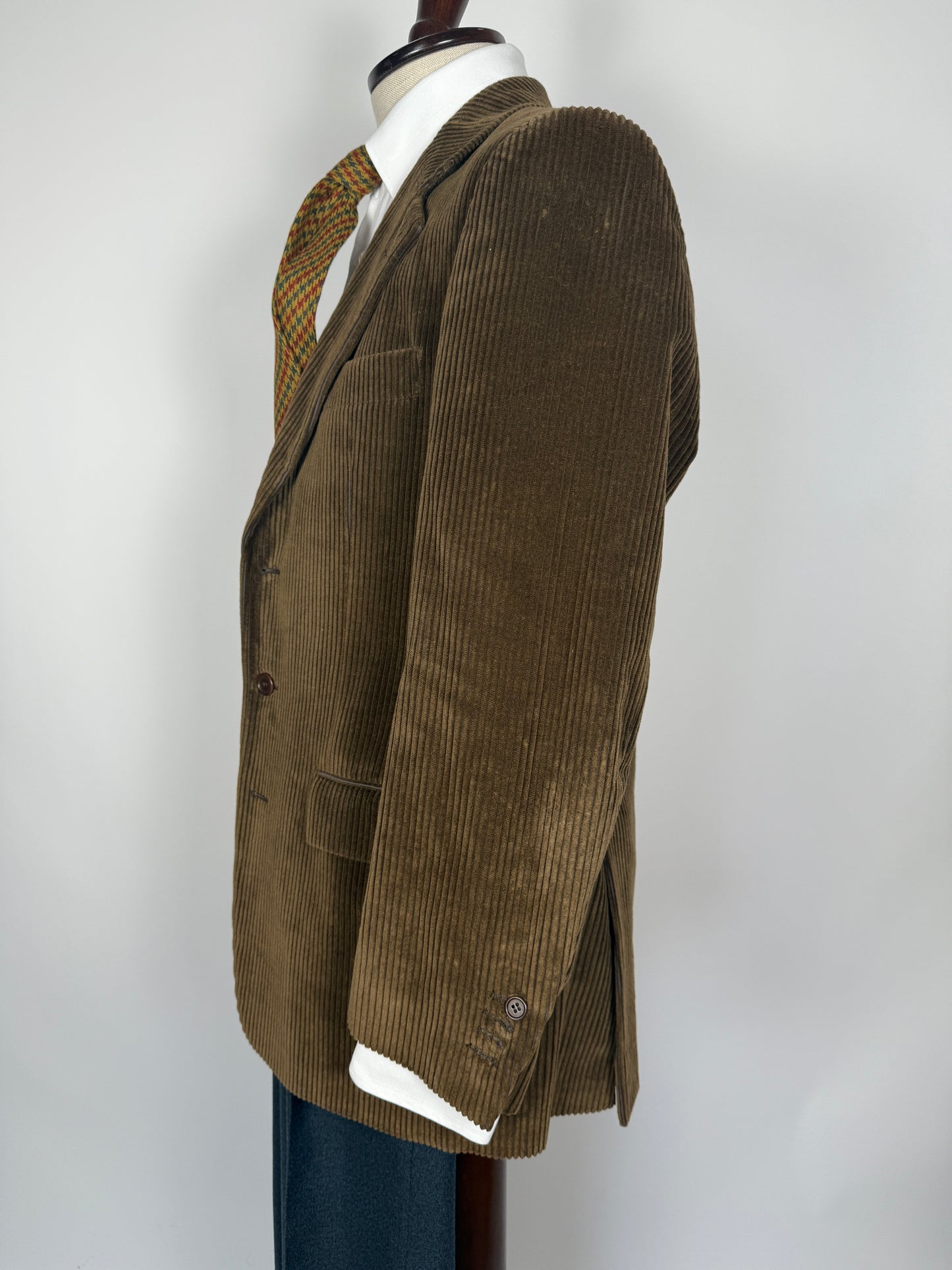 Giacca anni ‘80 in velluto a coste verde-marrone - tg. 48