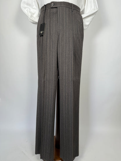 Pantaloni anni ‘70 in flanella marrone-grigio a righe (NOS) - tg. 44