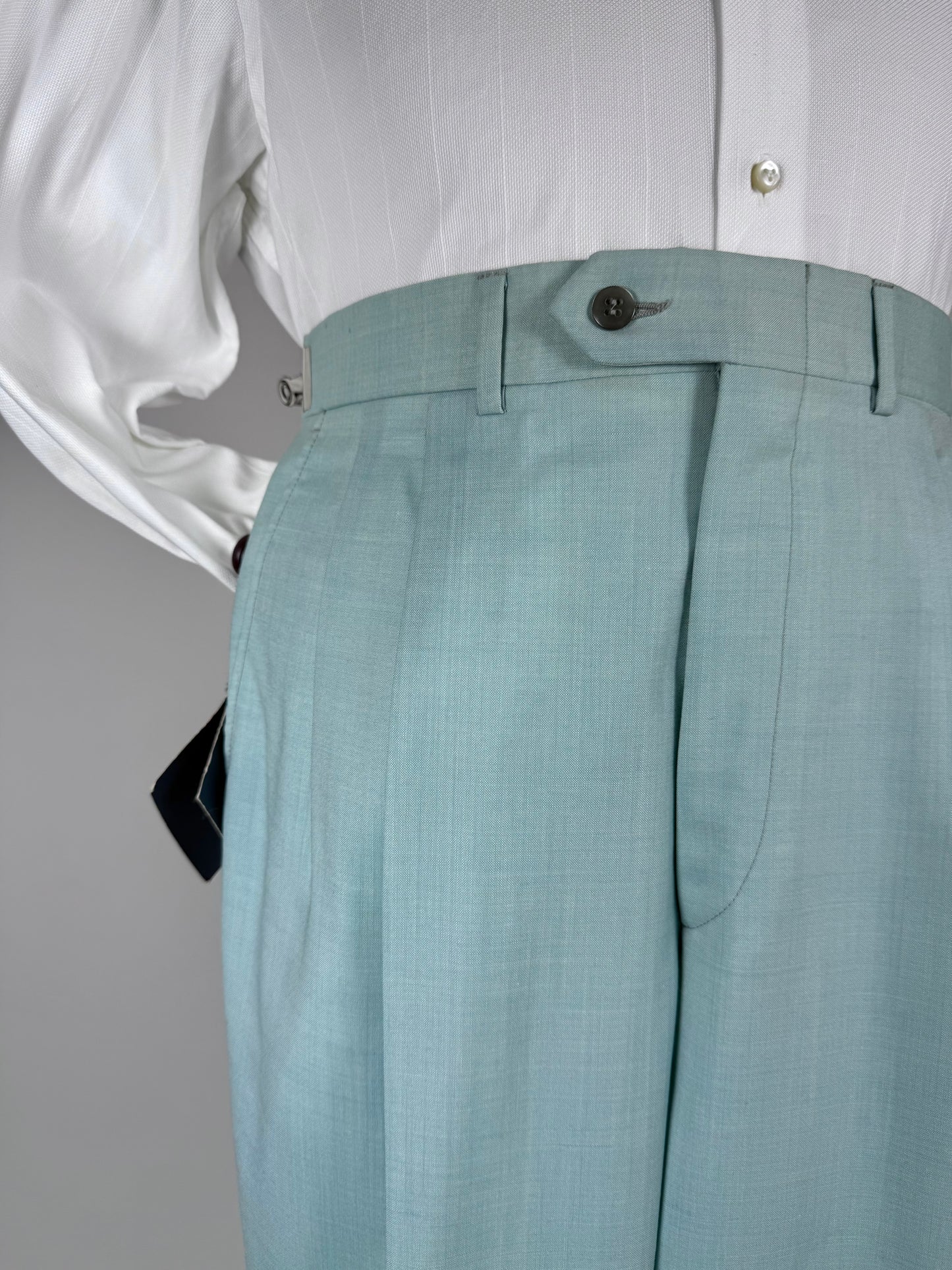 Pantaloni fresco lana turchese anni '80 (NOS) - tg. 48/50