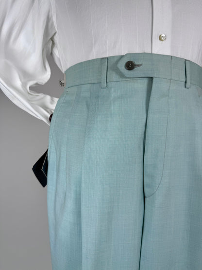 Pantaloni fresco lana turchese anni '80 (NOS) - tg. 48/50