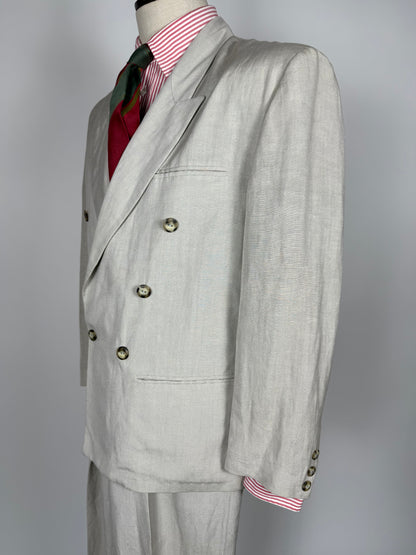 Completo doppiopetto anni '80 oversize viscosa e lino - tg. 46 corta