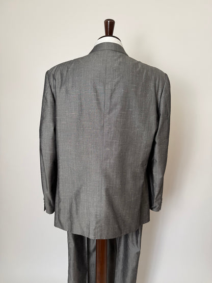 Completo anni '80 in seta shantung grigio - tg. 56/58