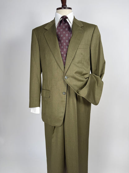 Completo anni ‘80 verde oliva lana pettinata E. Zegna - tg. 48/50