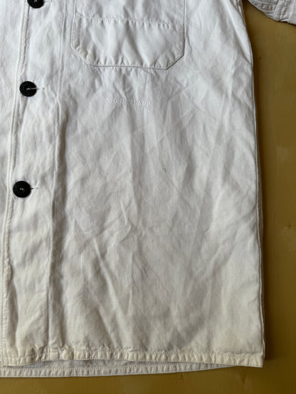 Camicia Stone Island bianca manica corta in cotone e lino (SS 2002) - L