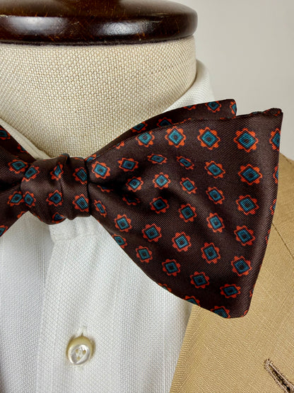Papillon vintage marrone micro fantasia fiori