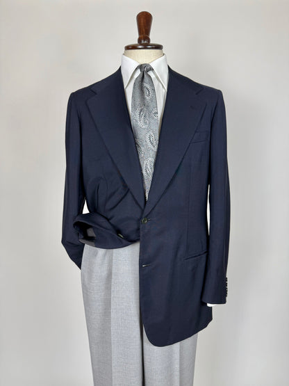 Giacca sartoriale anni '70 fresco lana blu - tg. 52 lunga