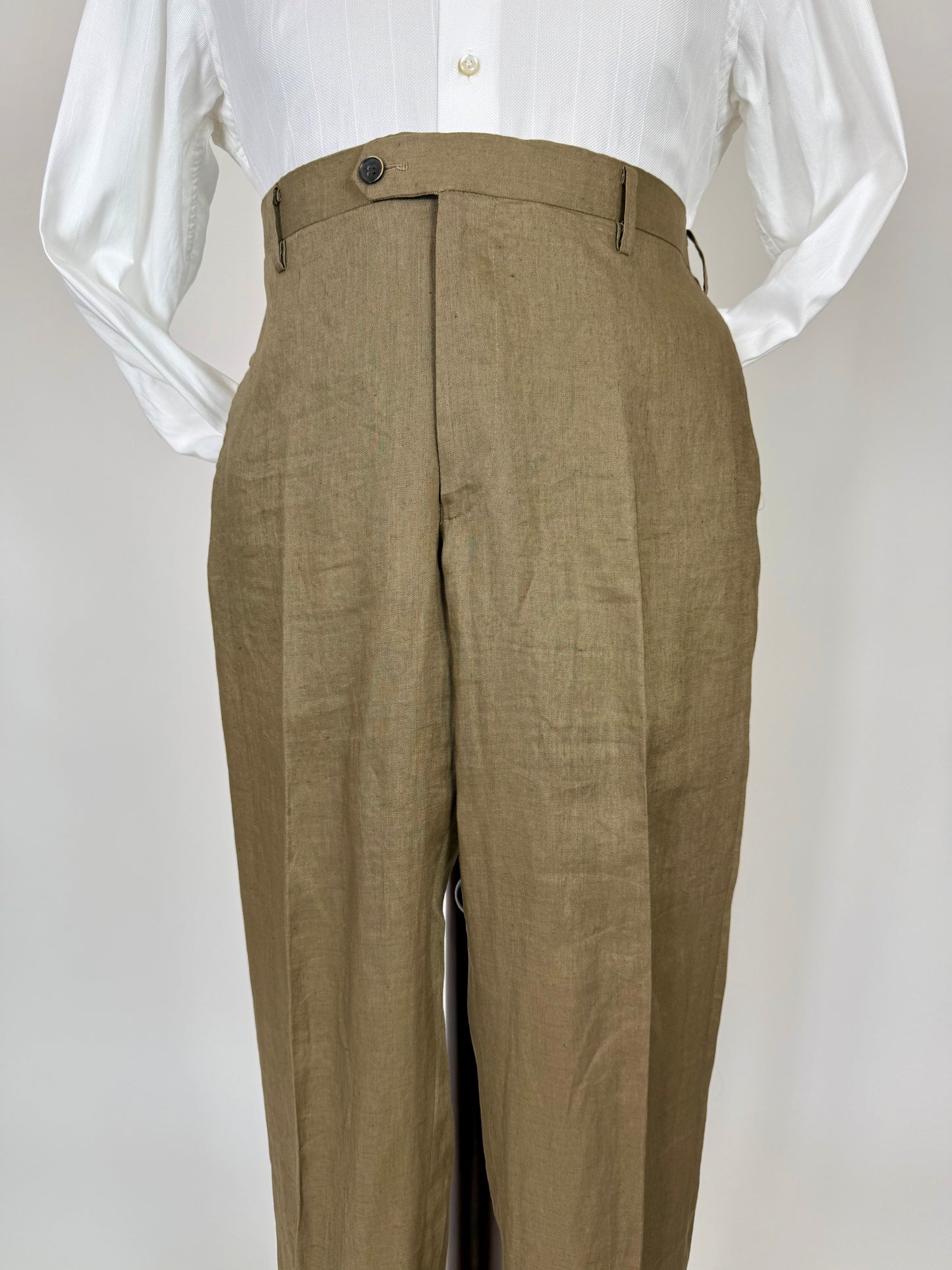 Pantaloni in lino marrone tabacco anni '90 (NOS) - tg. 56