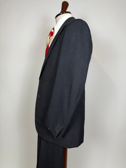 Completo su misura De Paz anni ‘70/‘80 antracite spigato - tg. 46/48