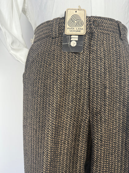 Pantaloni anni ‘70 in tweed spigato pesante (NOS) - tg. 44