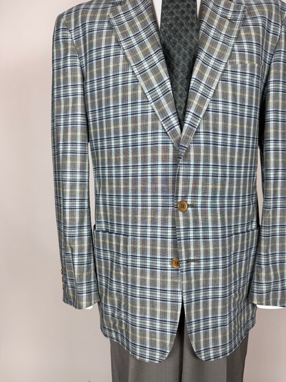 Giacca estiva Corneliani anni '80 in cotone a quadri - tg. 50