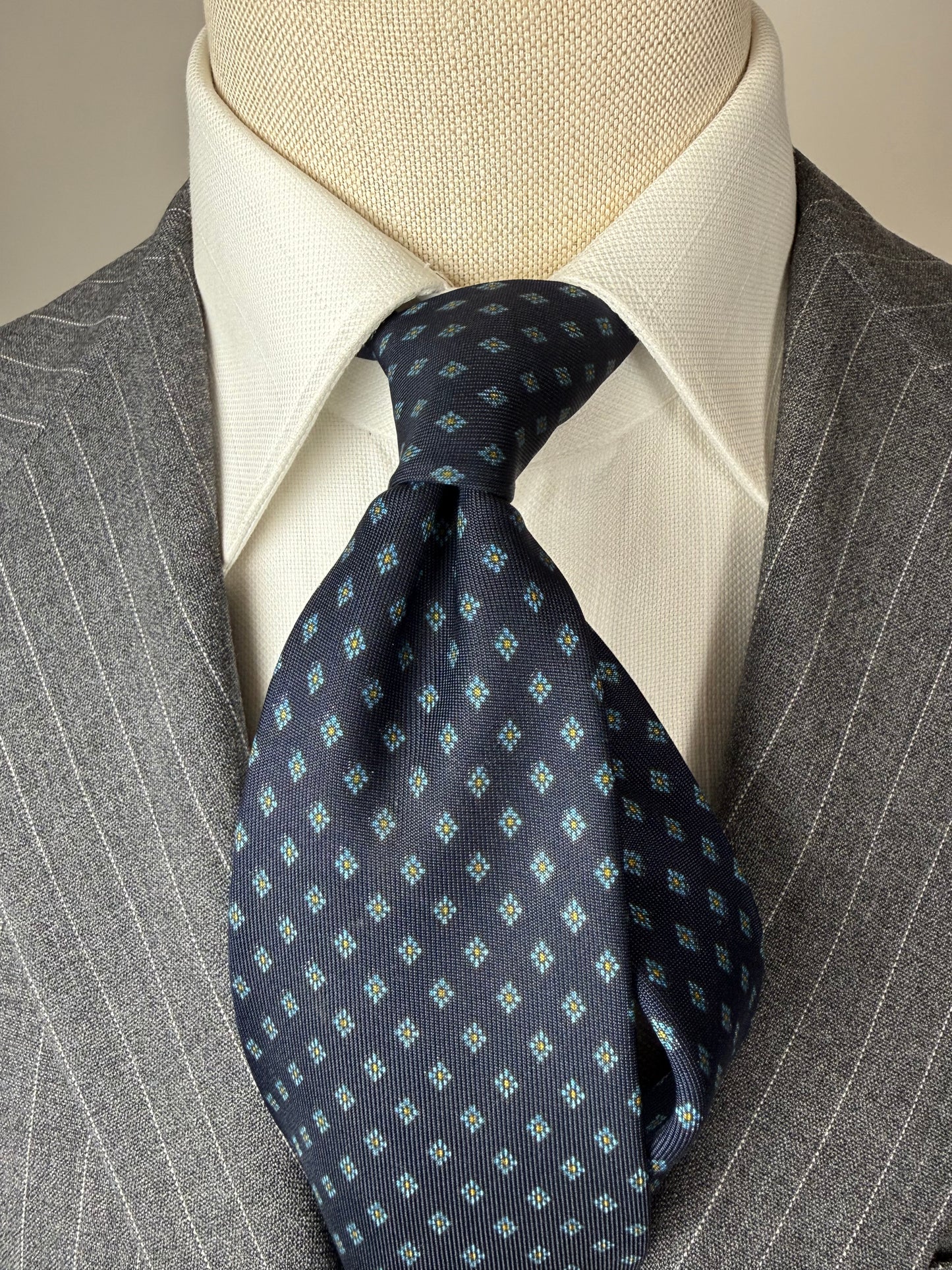 Cravatta Marinella navy micro fantasia