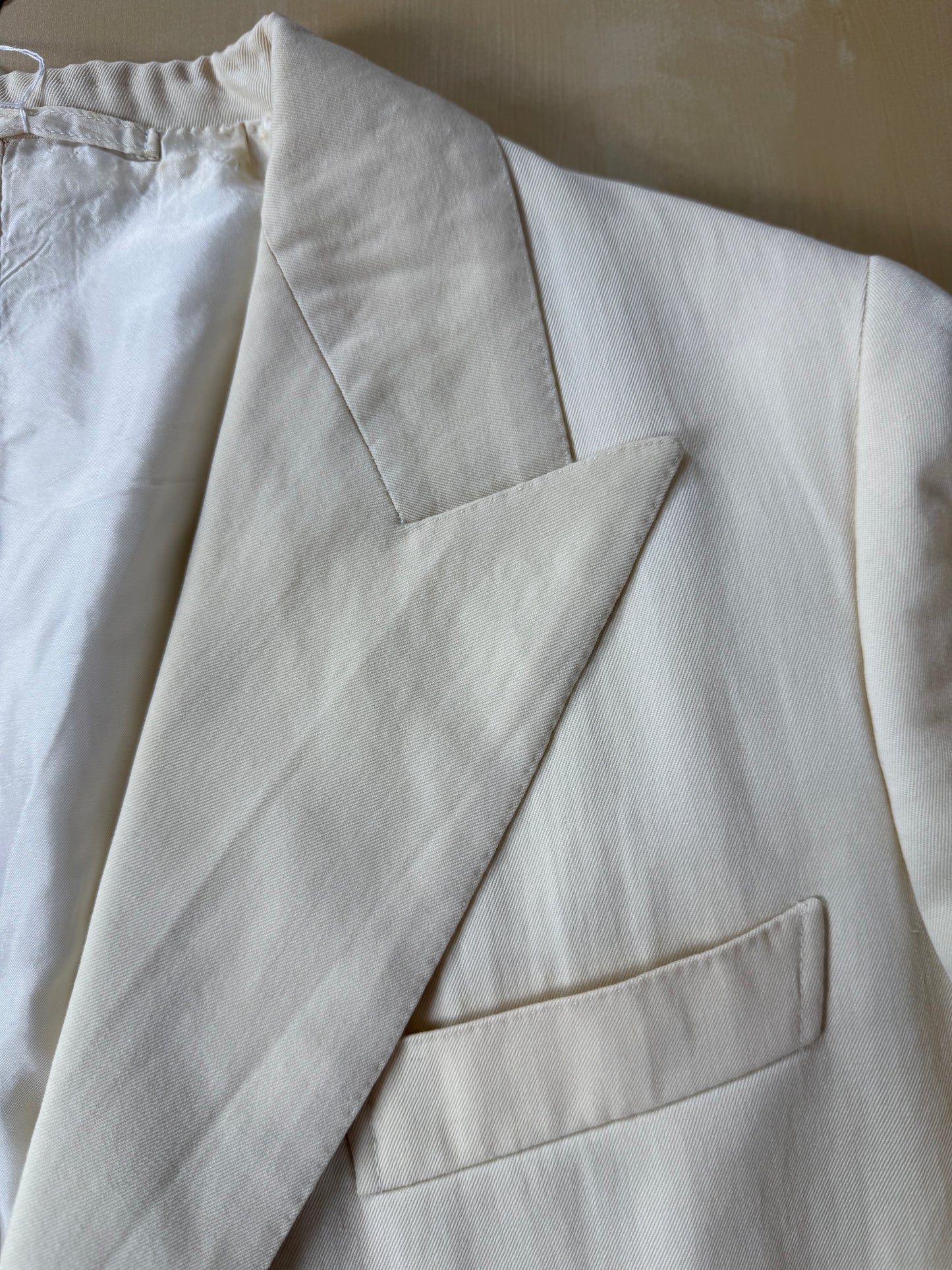 Giacca sartoriale twill bianco panna anni '60/'70 - tg. 52/54 drop basso