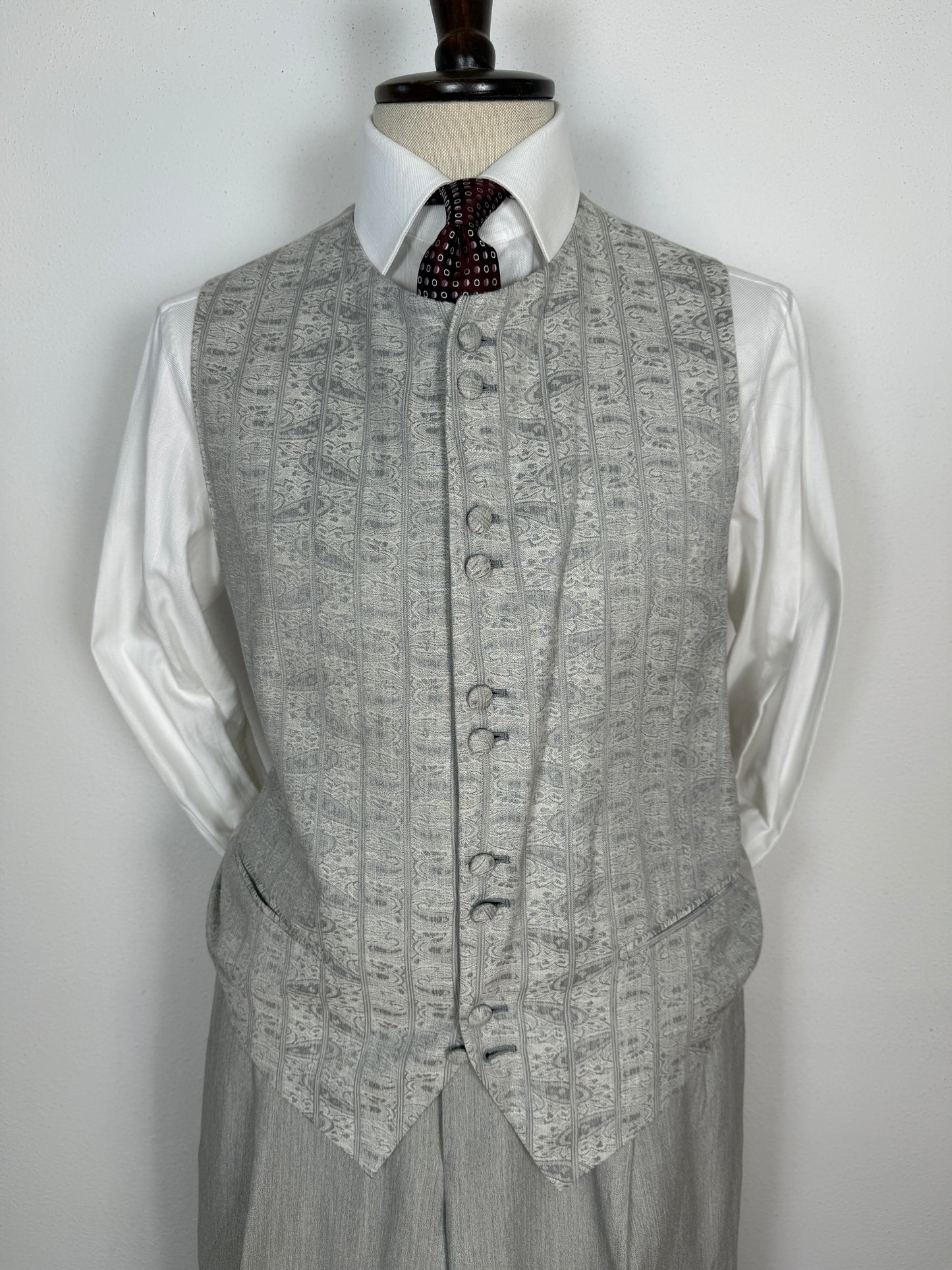 Panciotto damascato con pantalone abbinato in seta e lino - tg. 54