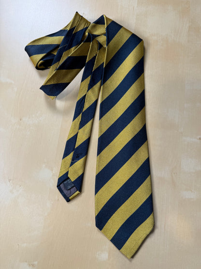 Cravatta Ermenegildo Zegna regimental navy e giallo