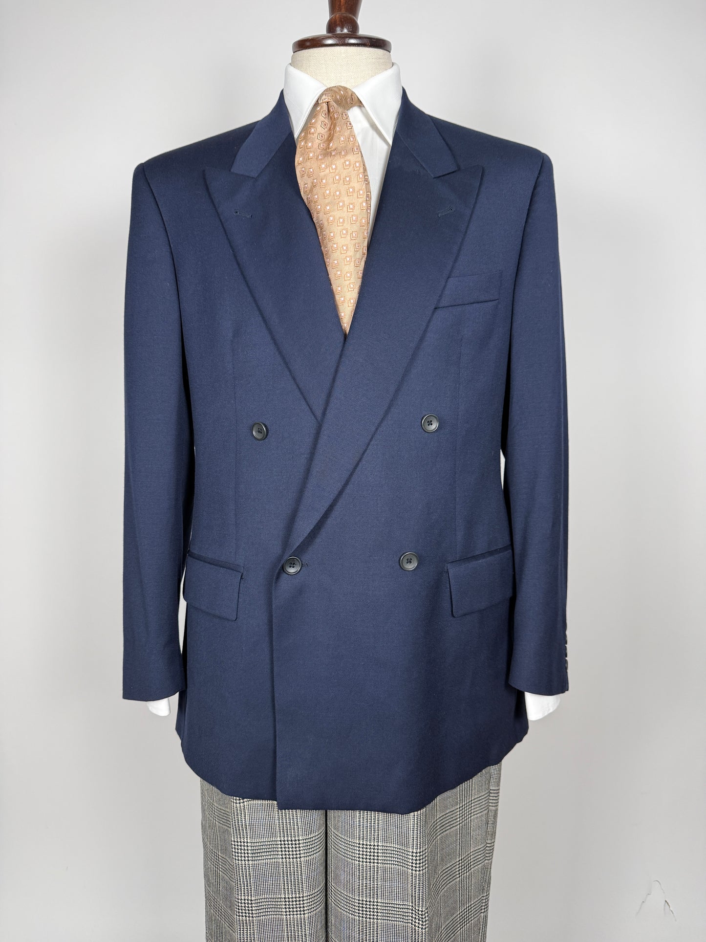 Giacca doppiopetto anni ‘80 flanella blu - tg. 50/52