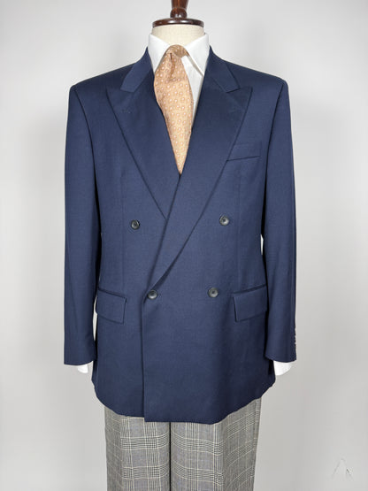 Giacca doppiopetto anni ‘80 flanella blu - tg. 50/52