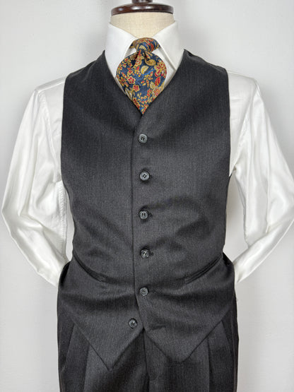 Completo 3 pezzi anni '90 in flanella grigio antracite - tg. 46/48