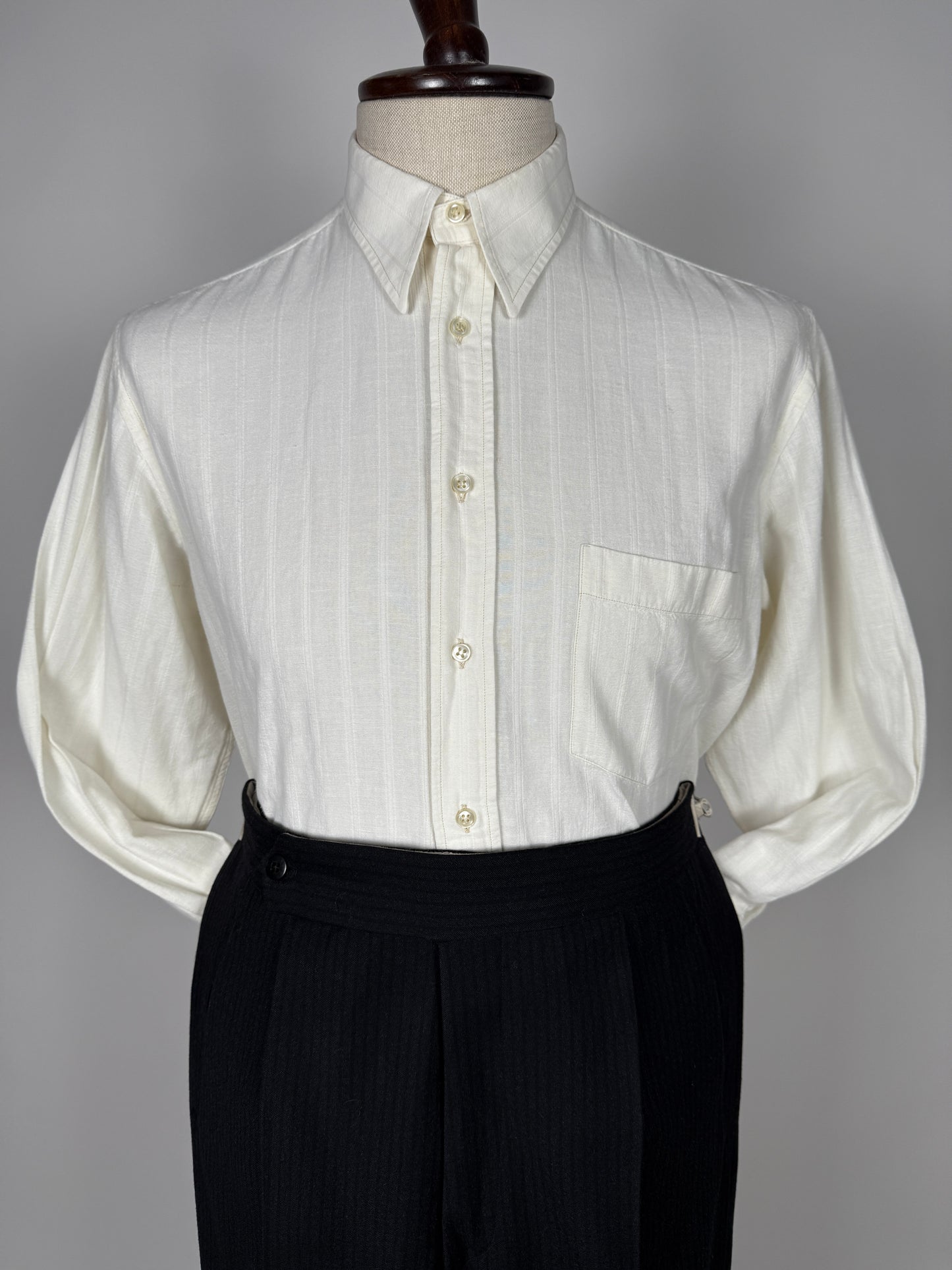 Camicia anni ‘80 in cotone e lino collo italiano - M/L collo 40