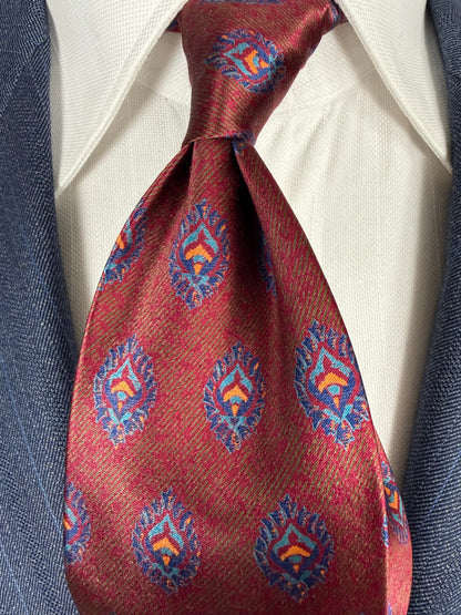 Cravatta Gianfranco Ferré rossa fantasia blu