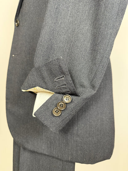 Completo su misura De Paz anni ‘70/‘80 antracite spigato - tg. 46/48