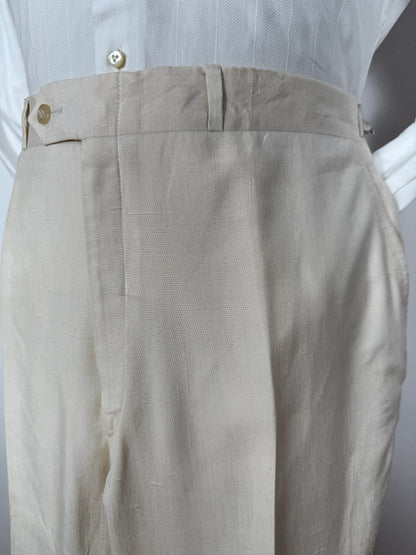 Completo anni '70 su misura in pura seta shantung bianco avorio - tg. 50