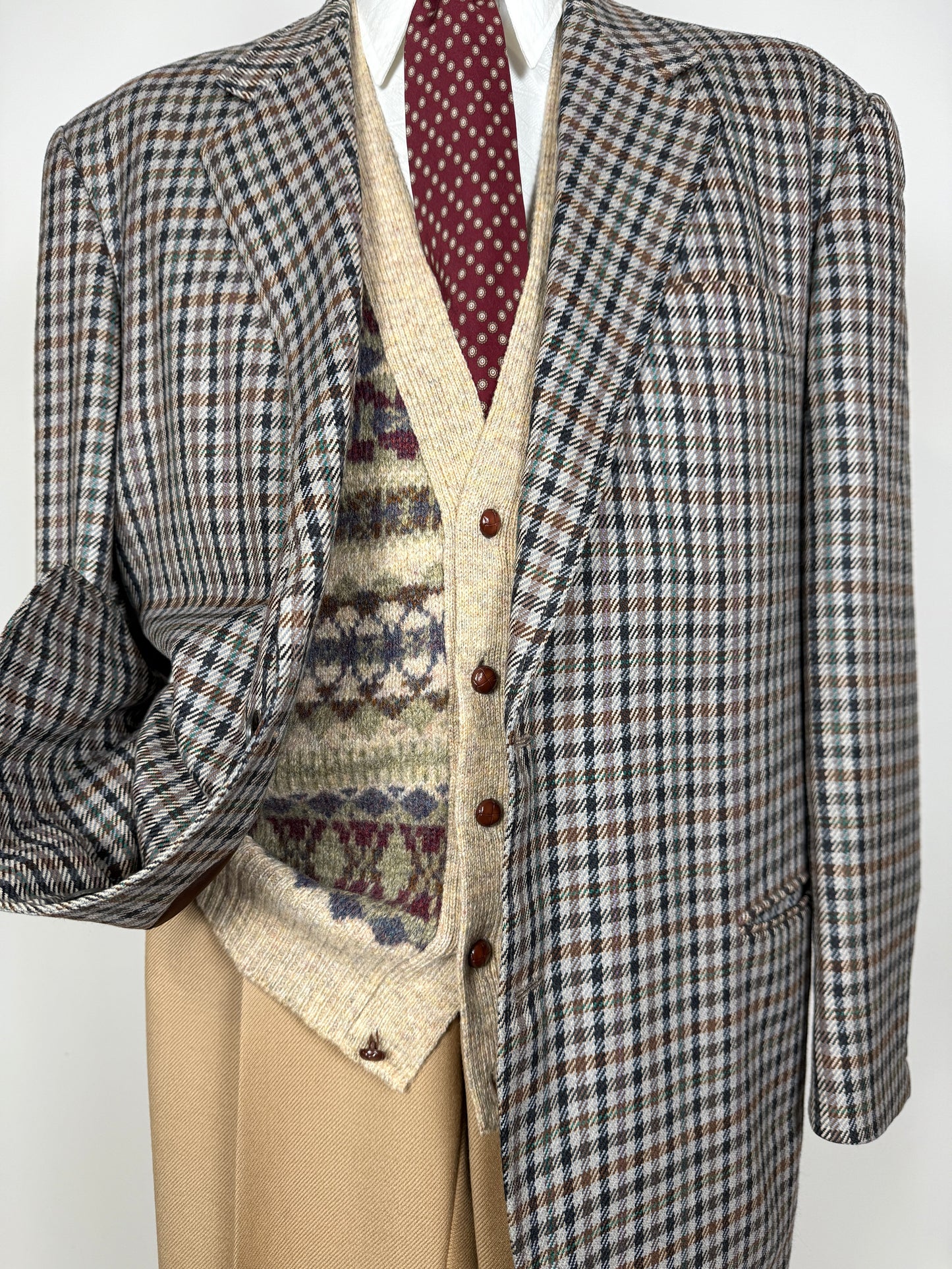 Gilet in pura lana anni ‘80 fantasia - L/XL