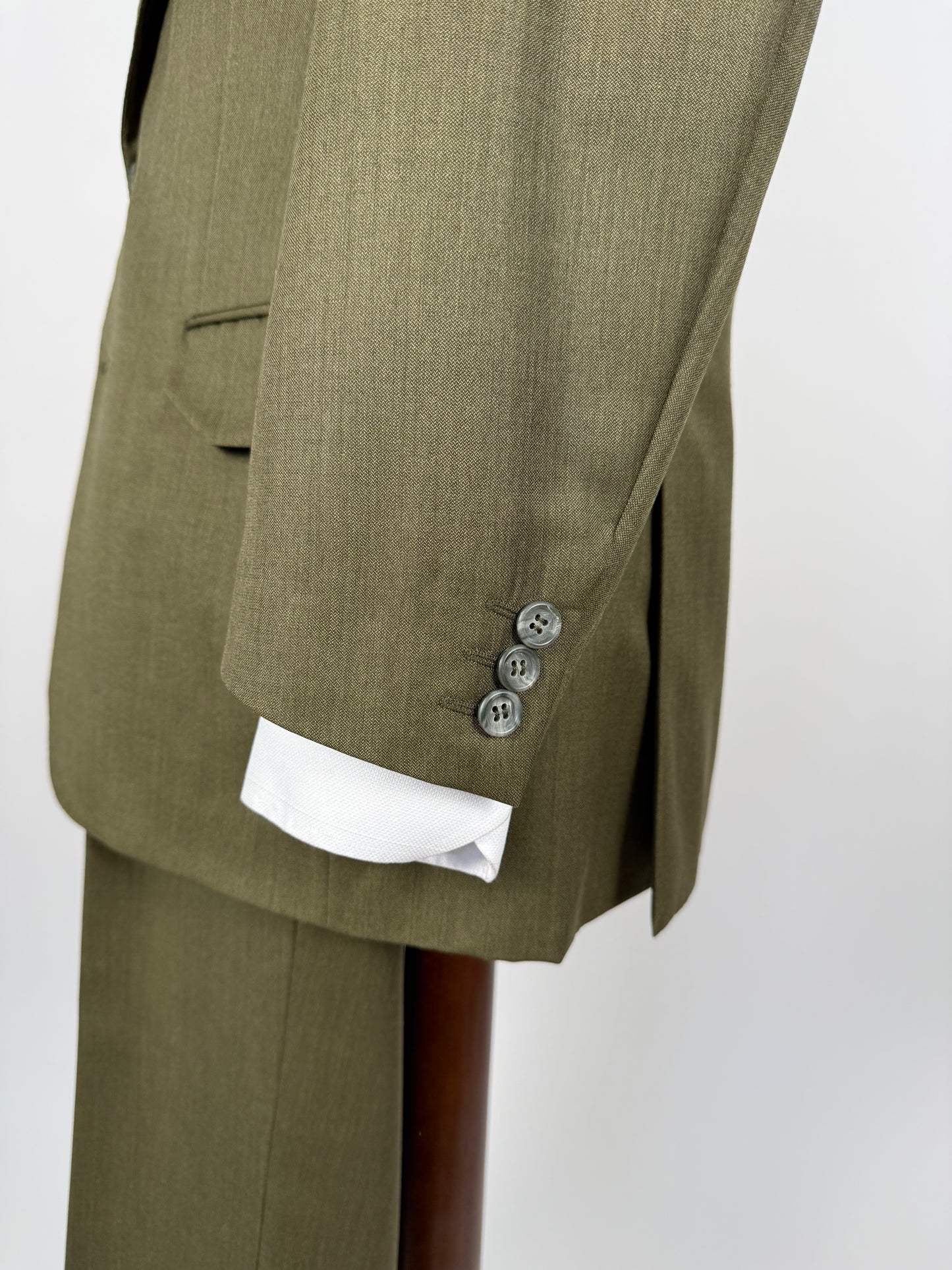 Completo anni ‘80 verde oliva lana pettinata E. Zegna - tg. 48/50