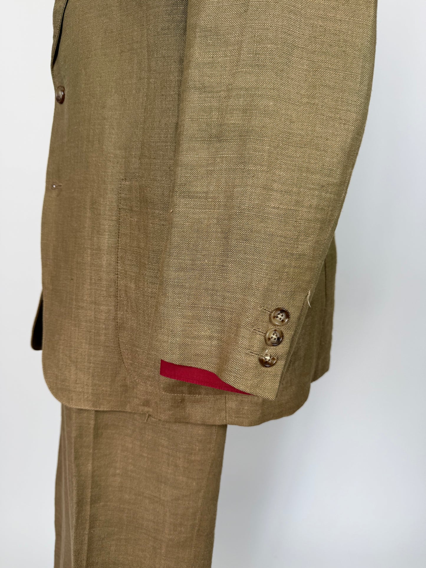 Completo anni '70 misto lino color corda - tg. 50