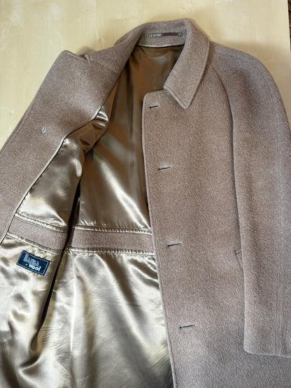 Cappotto raglan anni ‘70/‘80 in lana e lama color cammello - tg. 46-50