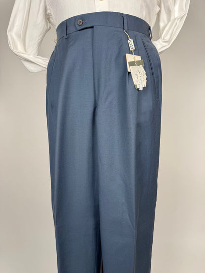Pantaloni fresco lana verde petrolio anni '80 (NOS) 3 pinces - tg. 46