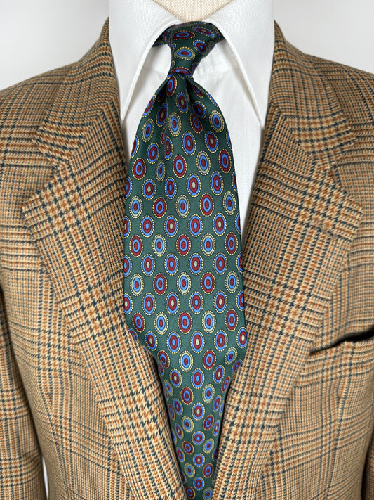 Cravatta vintage verde con medaglioni