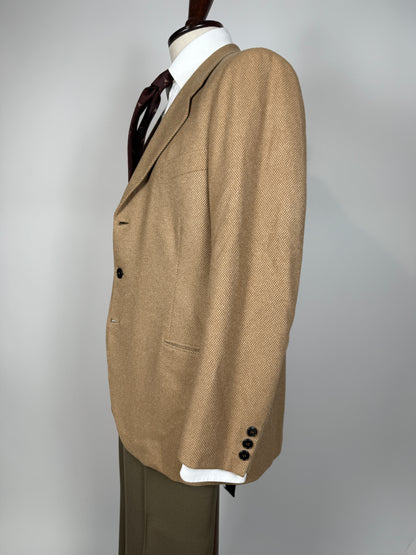 Giacca anni ‘60 sartoriale occhio di pernice color cammello - tg. 50/52