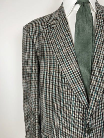 Giacca anni ‘80 pied-de-poule verde e grigio - tg. 60/62