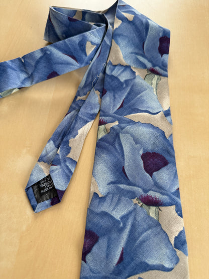 Cravatta Yves Saint Laurent floreale azzurro