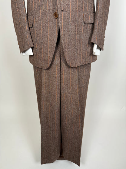 Completo anni ‘70 tweed marrone - tg. 50