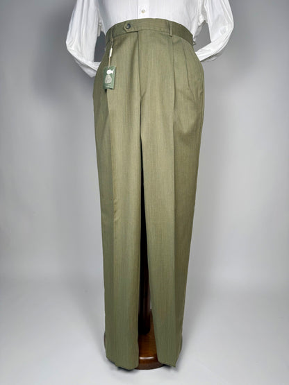 Pantaloni fresco lana verde salvia-oliva anni '80 (NOS) - tg. 50