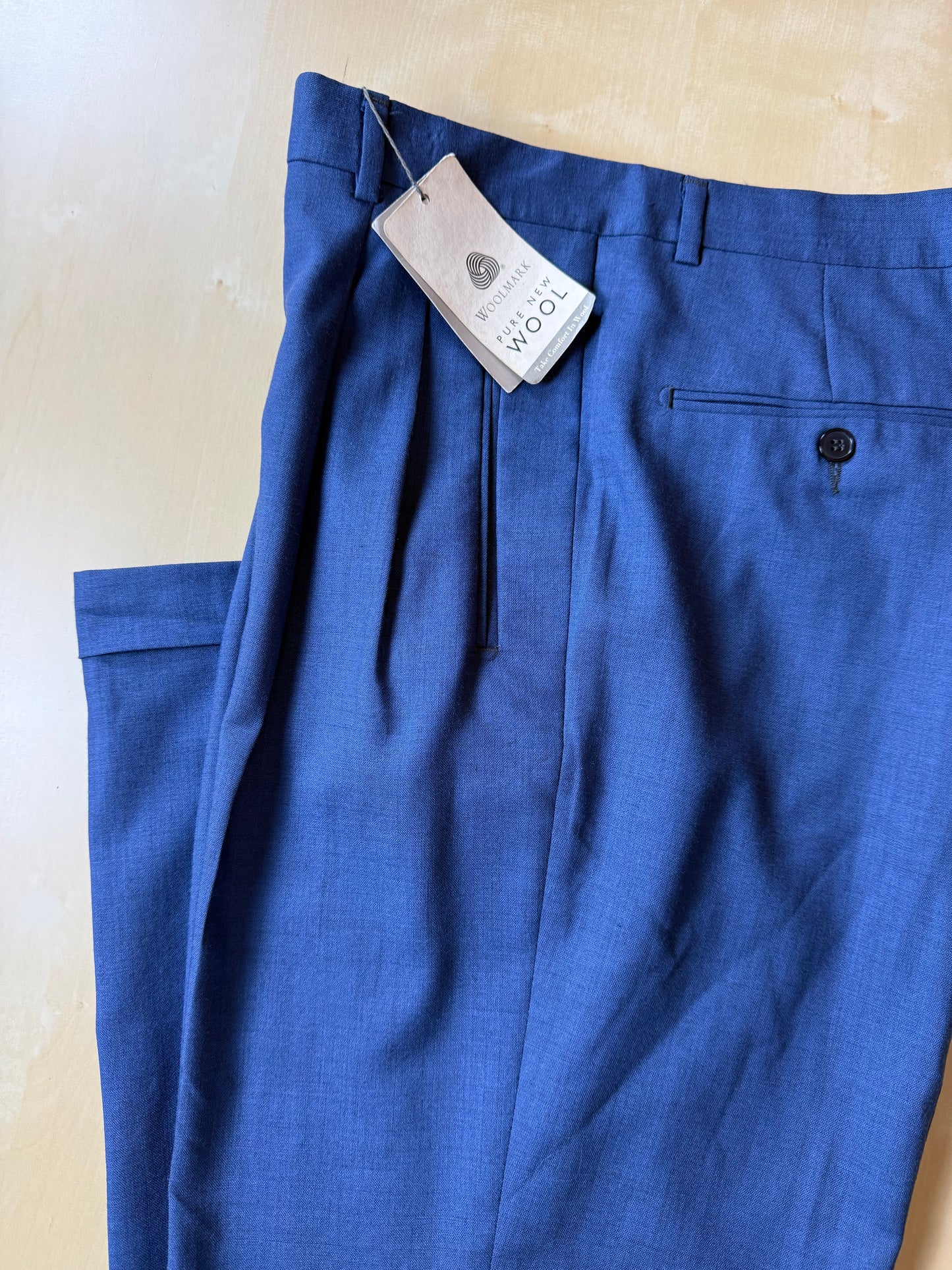 Pantaloni fresco lana blu cobalto anni '90 (NOS) - tg. 50