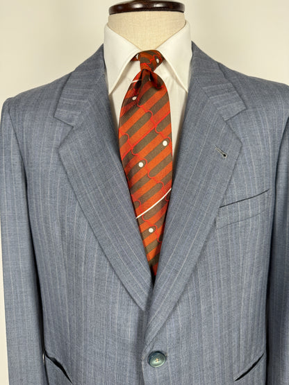 Completo sartoriale anni ‘60/'70 in grisaglia color carta da zucchero gessato - tg. 50/52