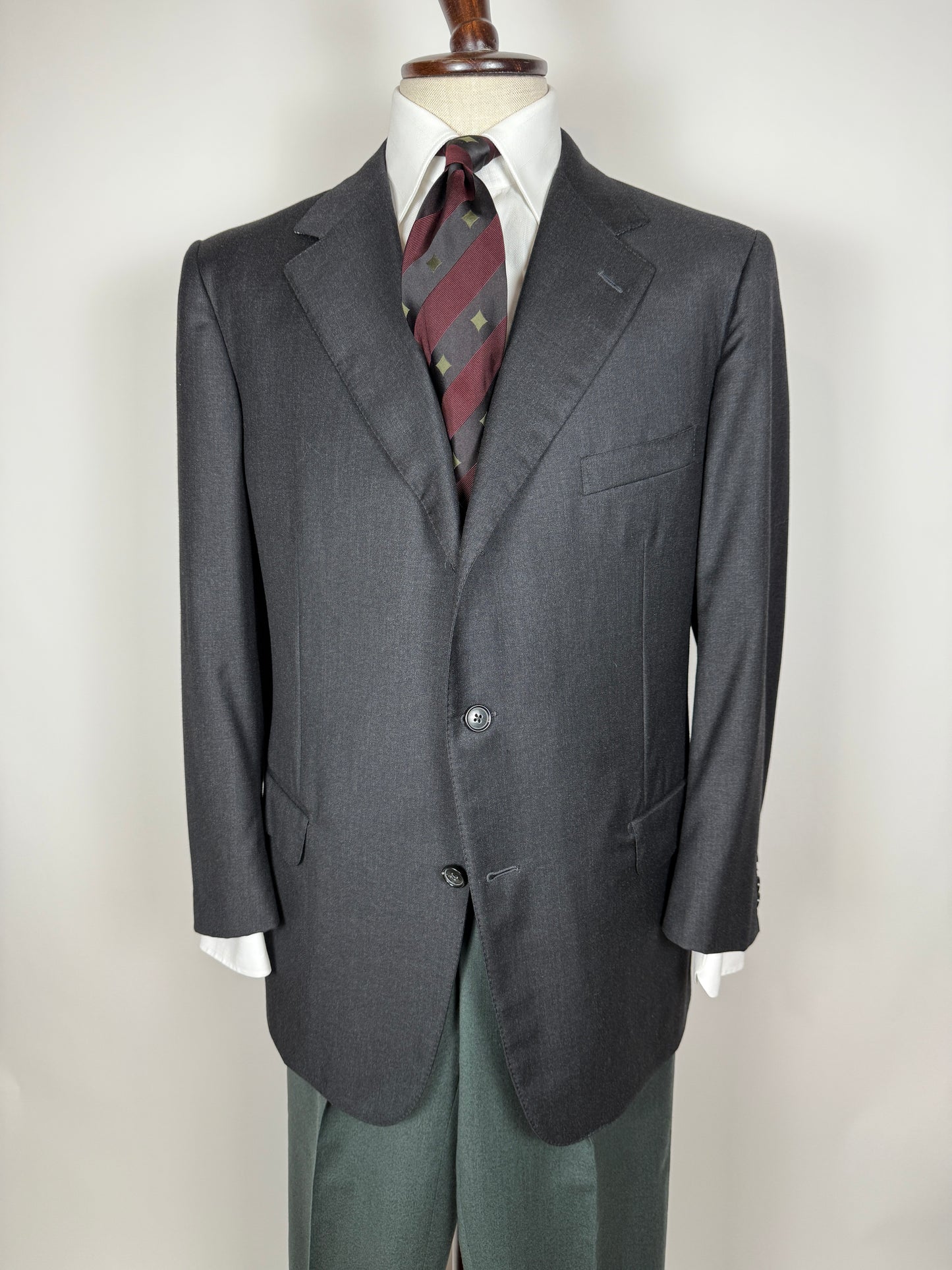 Giacca Ermenegildo Zegna anni ‘90 lana pettinata grigio antracite - tg. 52 drop basso
