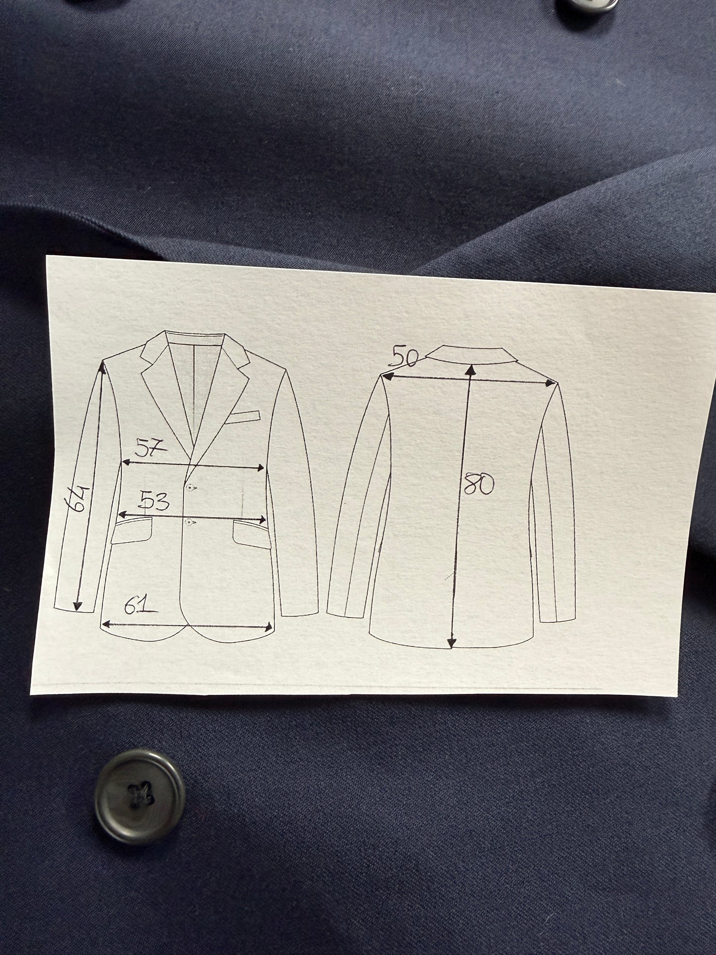 Giacca doppiopetto anni ‘80 flanella blu - tg. 50/52