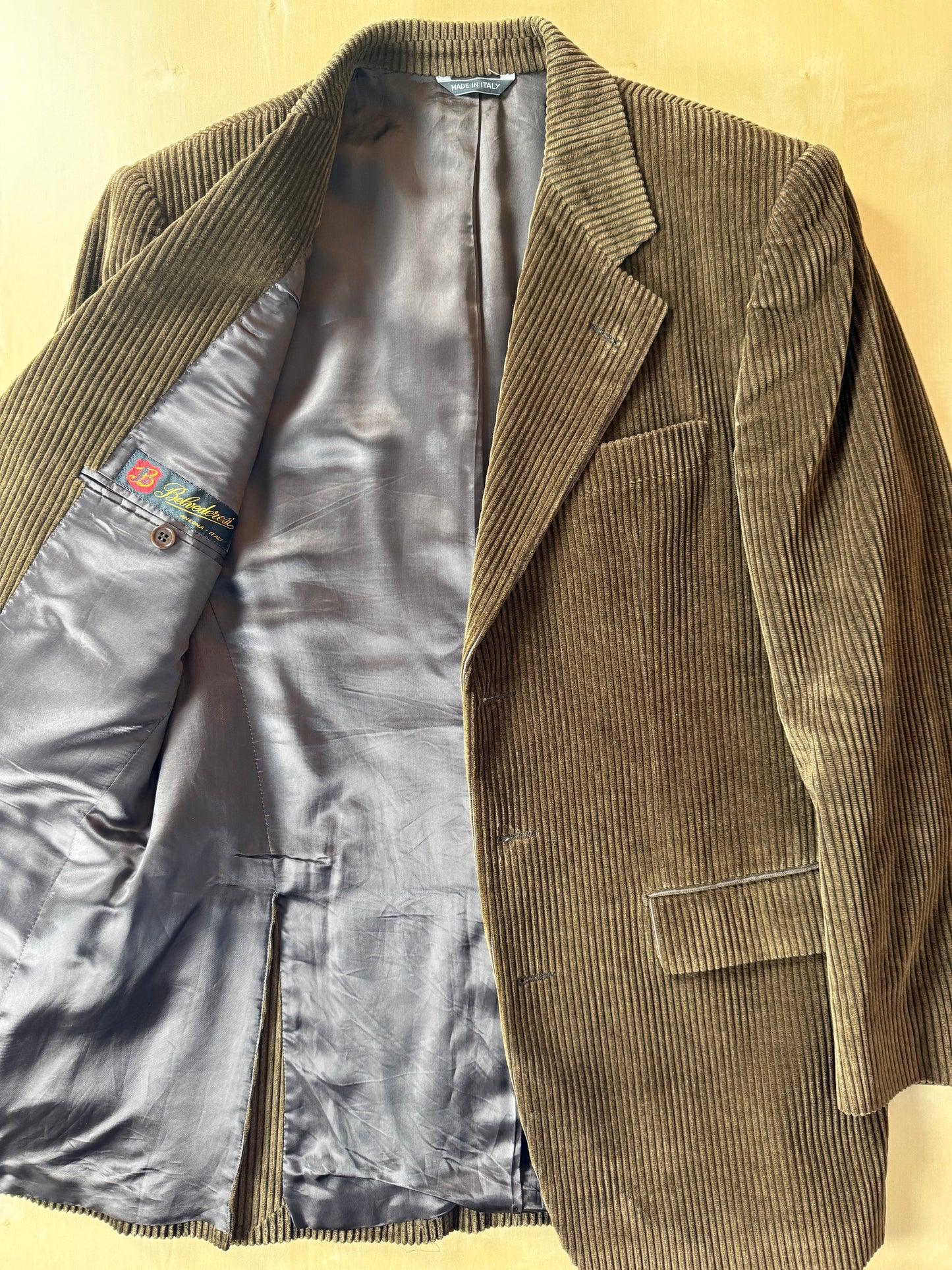 Giacca anni ‘80 in velluto a coste verde-marrone - tg. 48