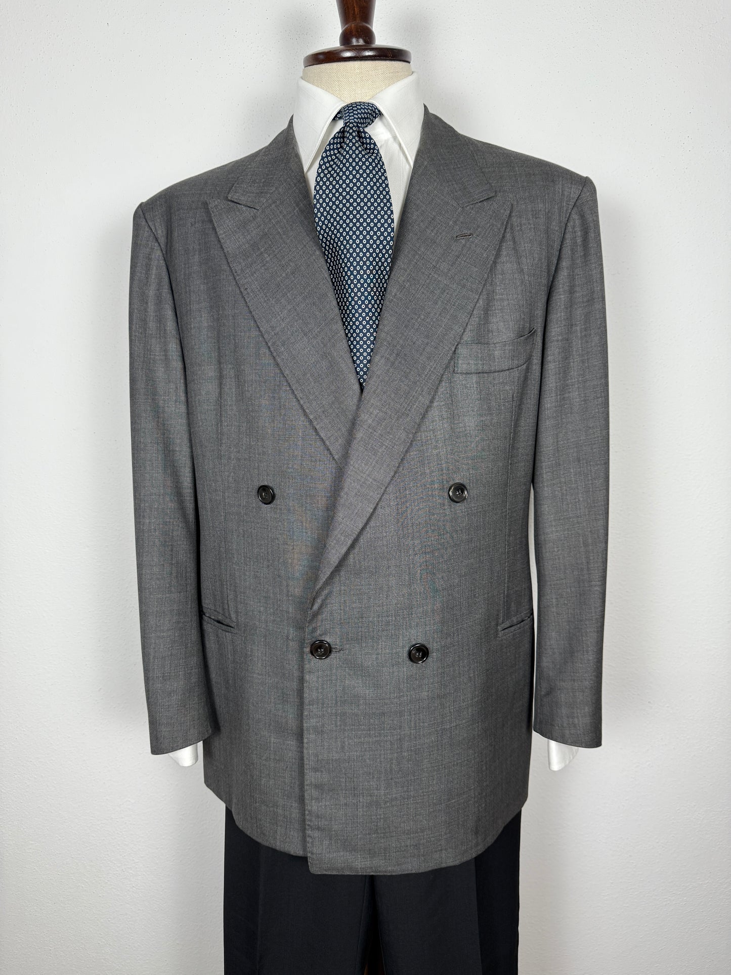 Giacca doppiopetto sartoriale anni '90 in grisaglia - tg. 56