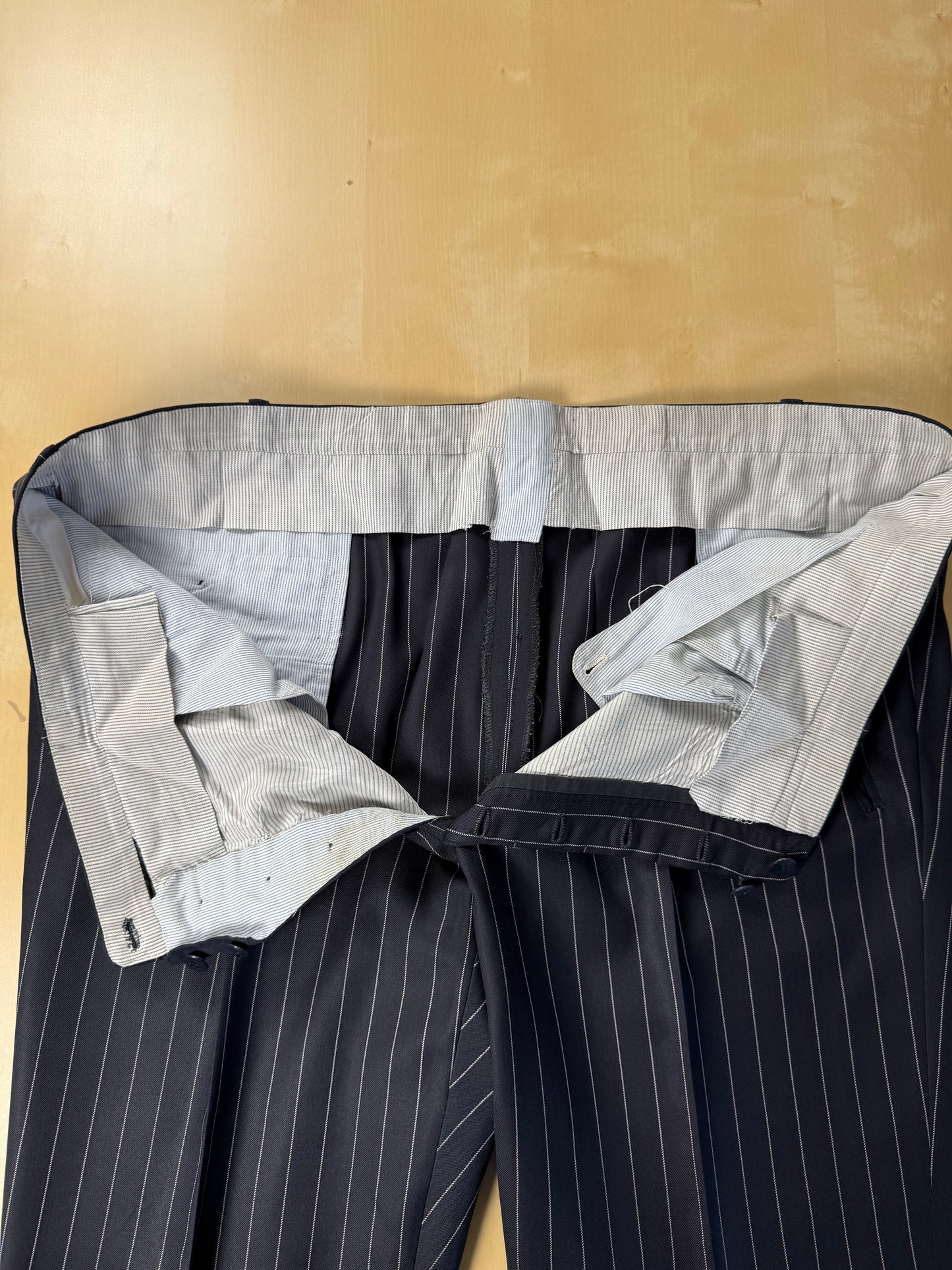Completo sartoriale flanella pettinata blu gessato - tg. 56 drop 0-2