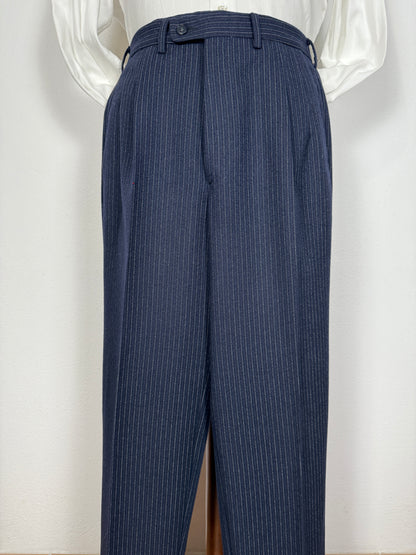 Completo Marzotto anni ‘70/‘80 in flanella blu gessato (NOS) - tg. 44