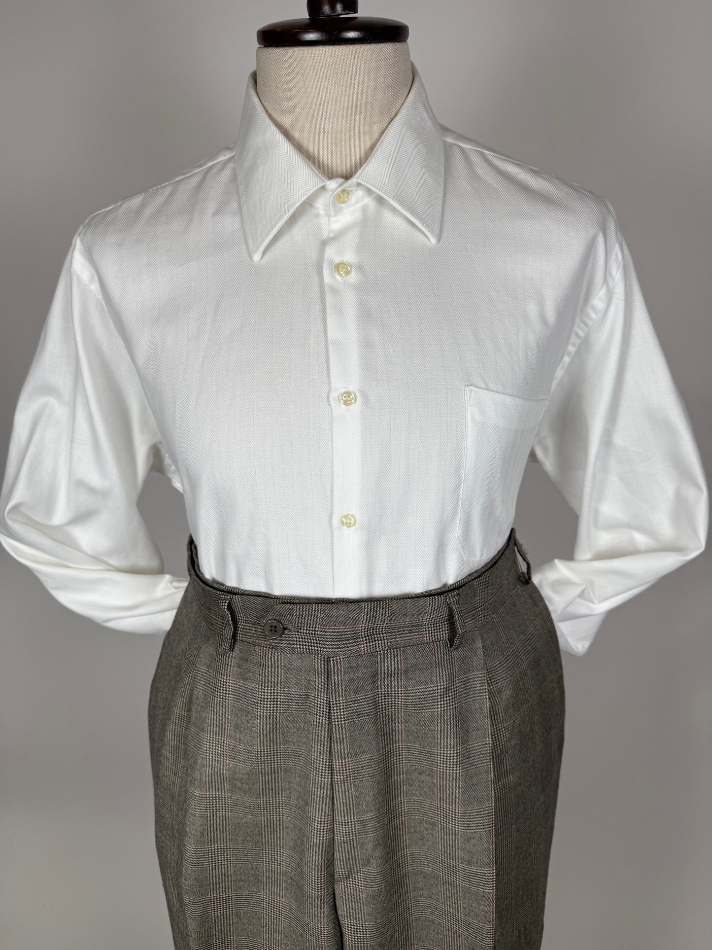 Camicia bianca cotone herringbone - XL collo 45