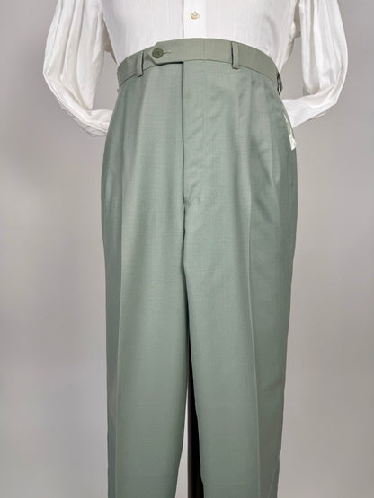 Pantaloni anni ‘80 fresco lana verde acqua - tg. 50/52