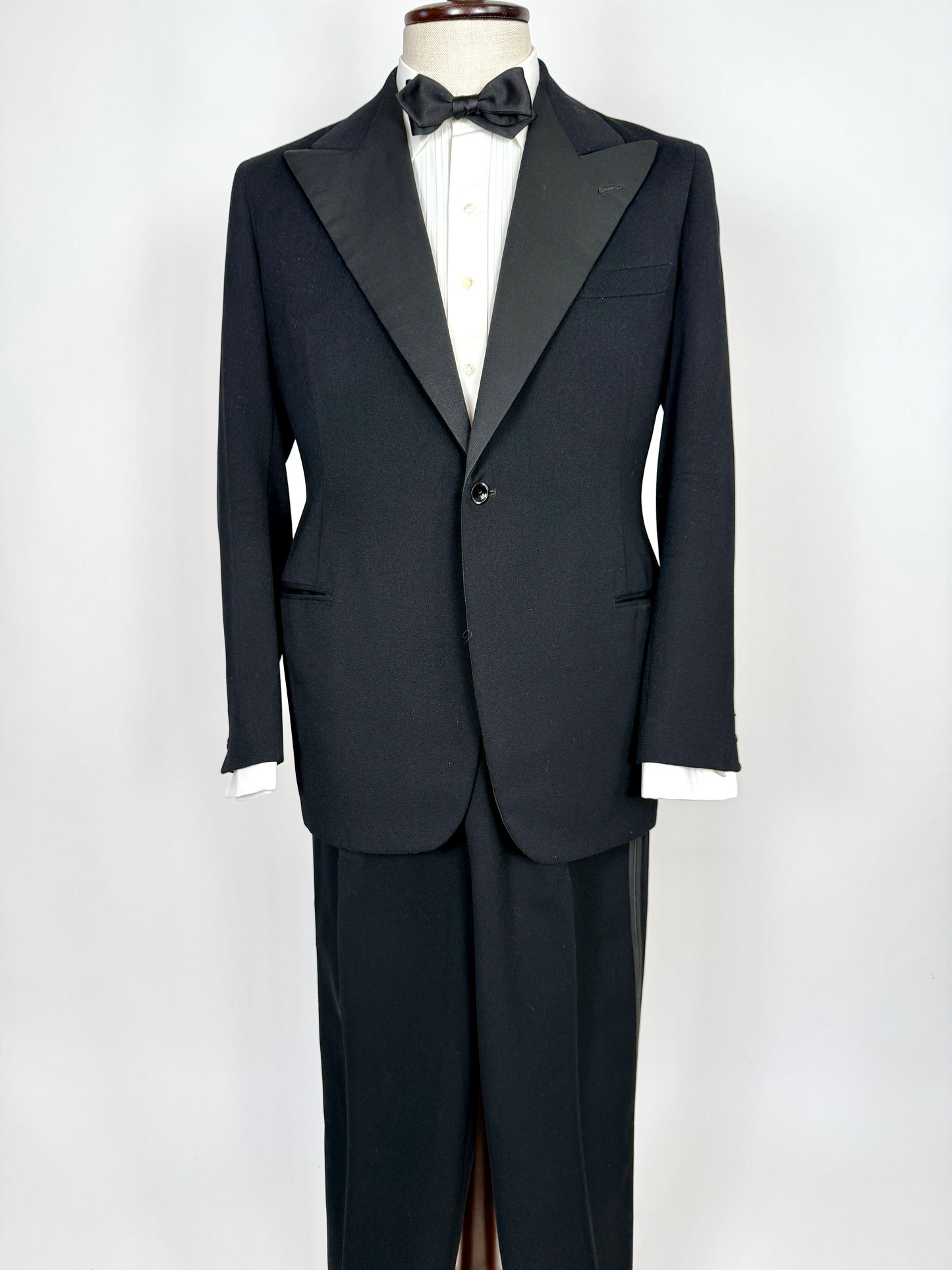 Smoking sartoriale anni ‘40/‘50 monopetto revers a lancia - tg. 46/48